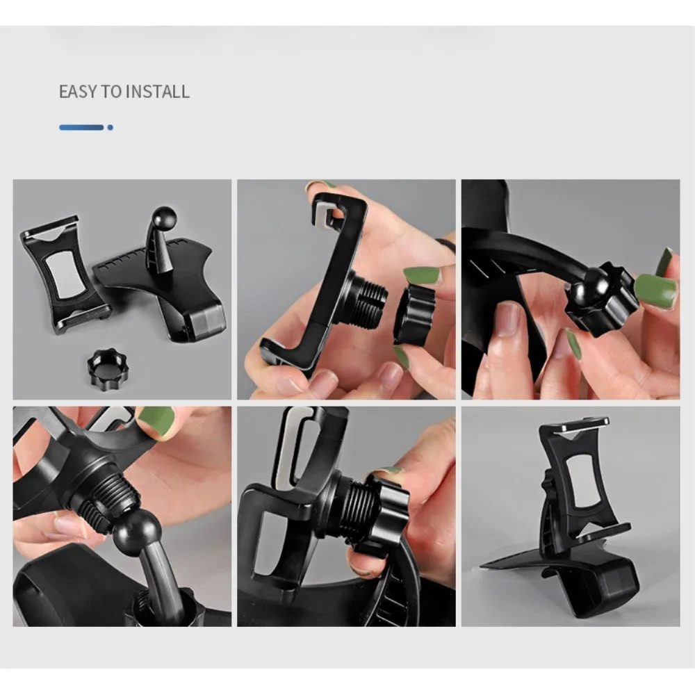 3 in 1 Car GPS Smartphone Holder: Dashboard / Visor Clamp   AC Grid Clip for Asus ZenFone AR LTE-A NA ZS571KL - Black