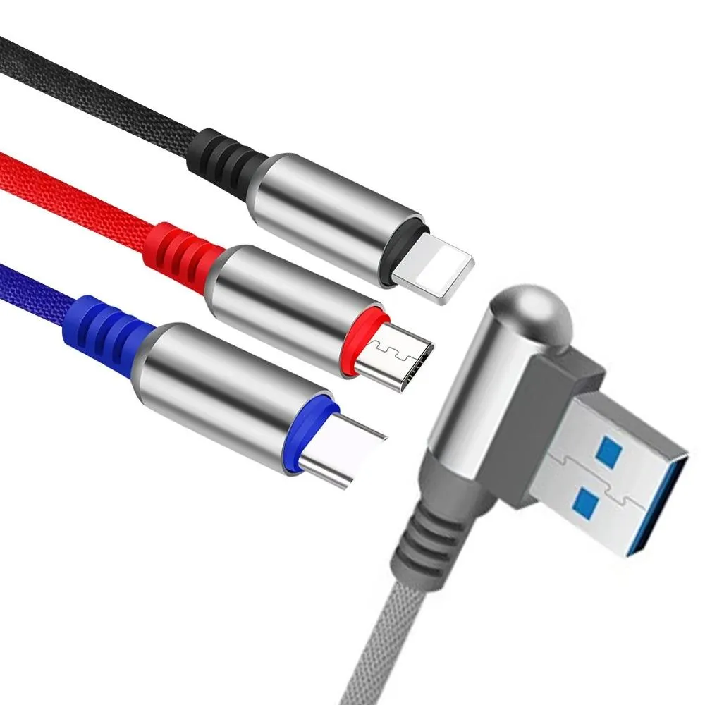 3-In-1 Charging Cable USB to Micro USB   Type C   Lightning Charging Cable Fast Charging
