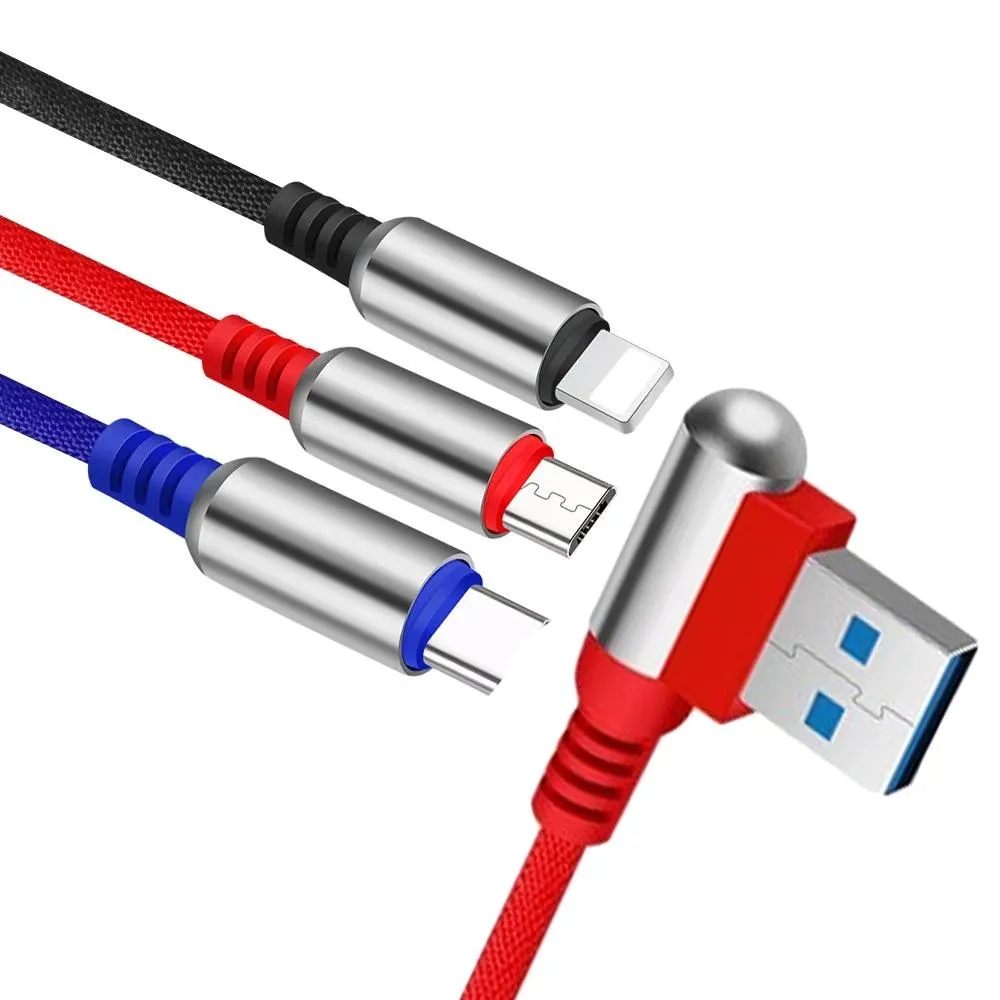 3-In-1 Charging Cable USB to Micro USB   Type C   Lightning Charging Cable Fast Charging