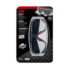 3M Anti-Fog Clear Lens Goggles with Scotchgard Protector - Gray/Red