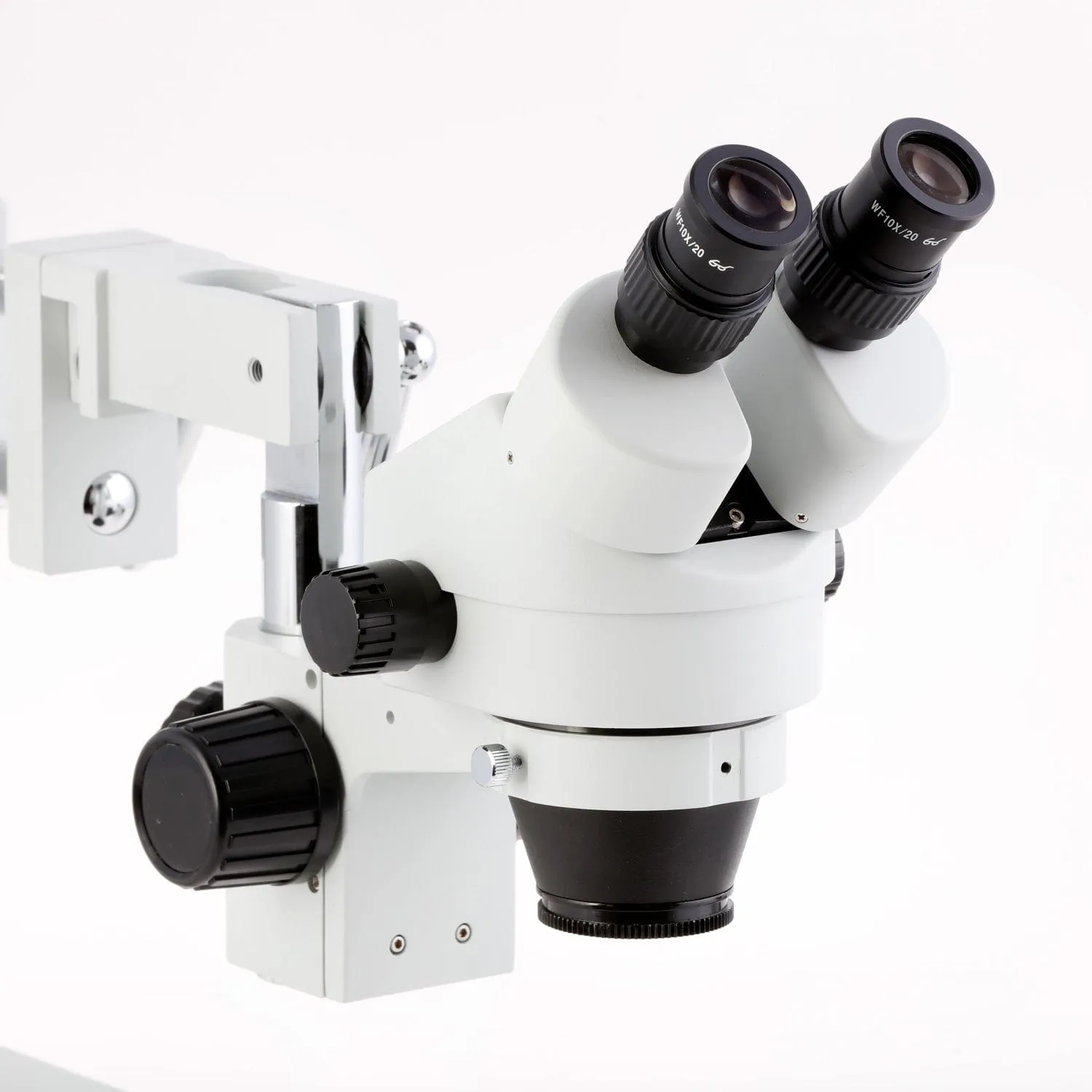 AmScope SM-4 Series Zoom Binocular Stereo Microscope with 56 LED Compact Ring Light and Optional Digital Camera on Double Arm Boom Stand