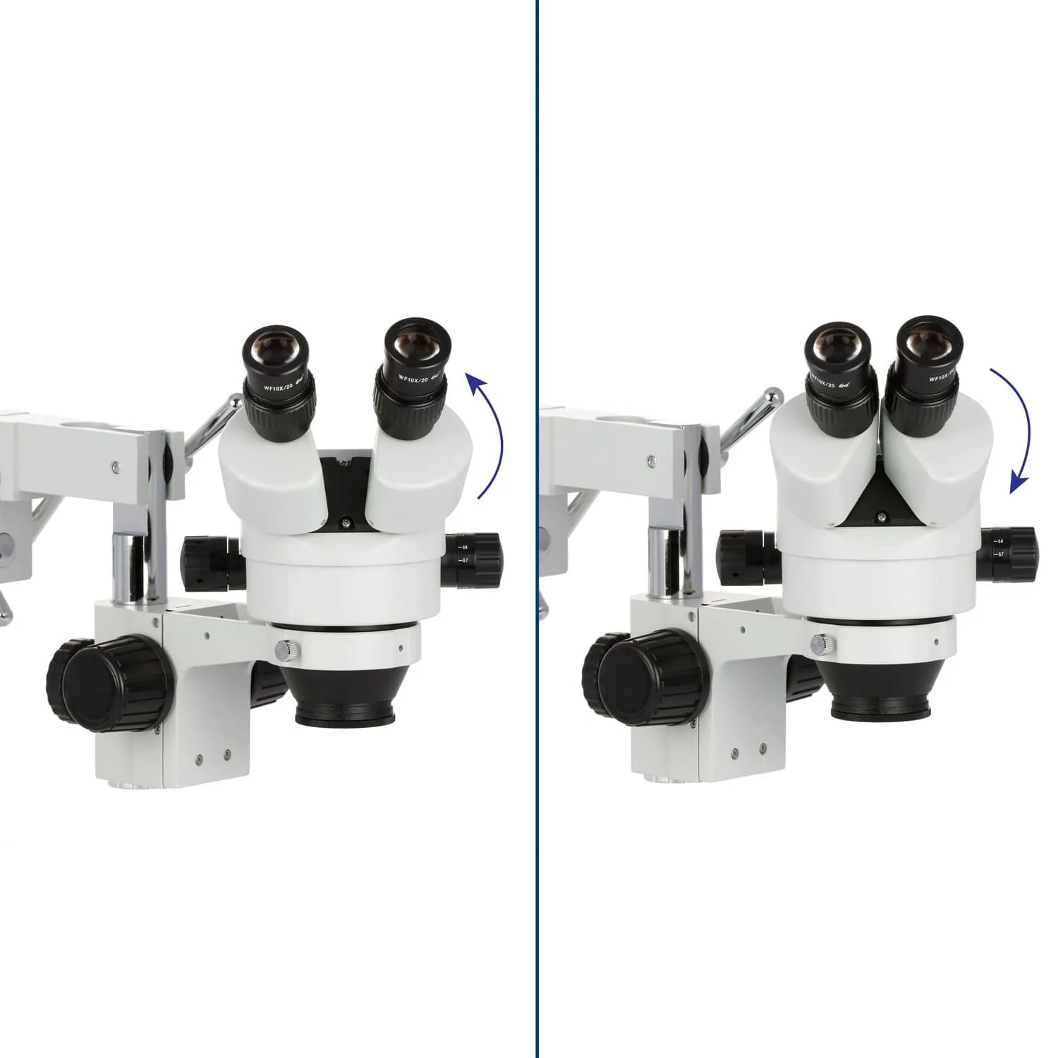AmScope SM-4 Series Zoom Binocular Stereo Microscope with 56 LED Compact Ring Light and Optional Digital Camera on Double Arm Boom Stand