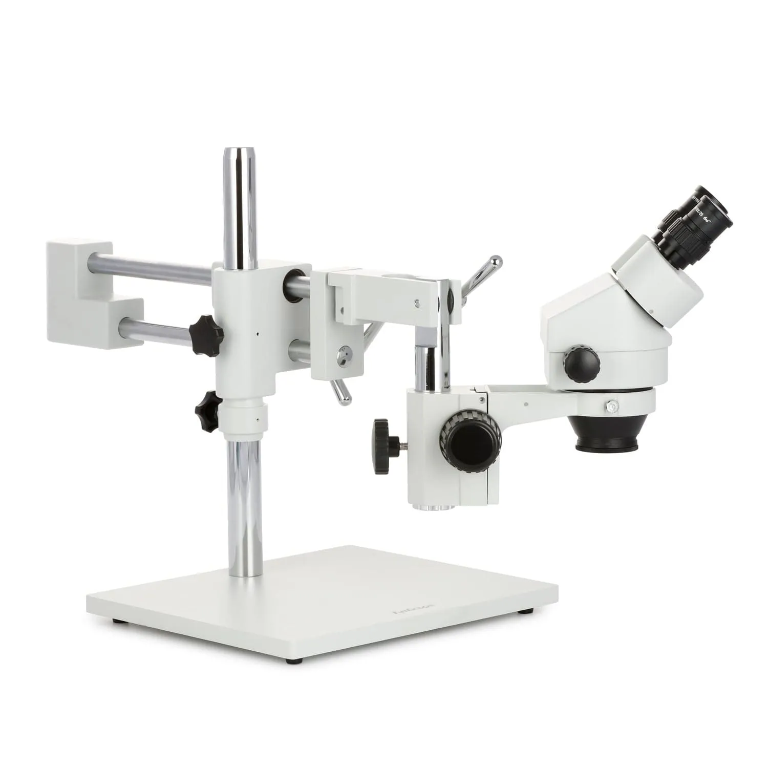 AmScope SM-4 Series Zoom Binocular Stereo Microscope with 56 LED Compact Ring Light and Optional Digital Camera on Double Arm Boom Stand