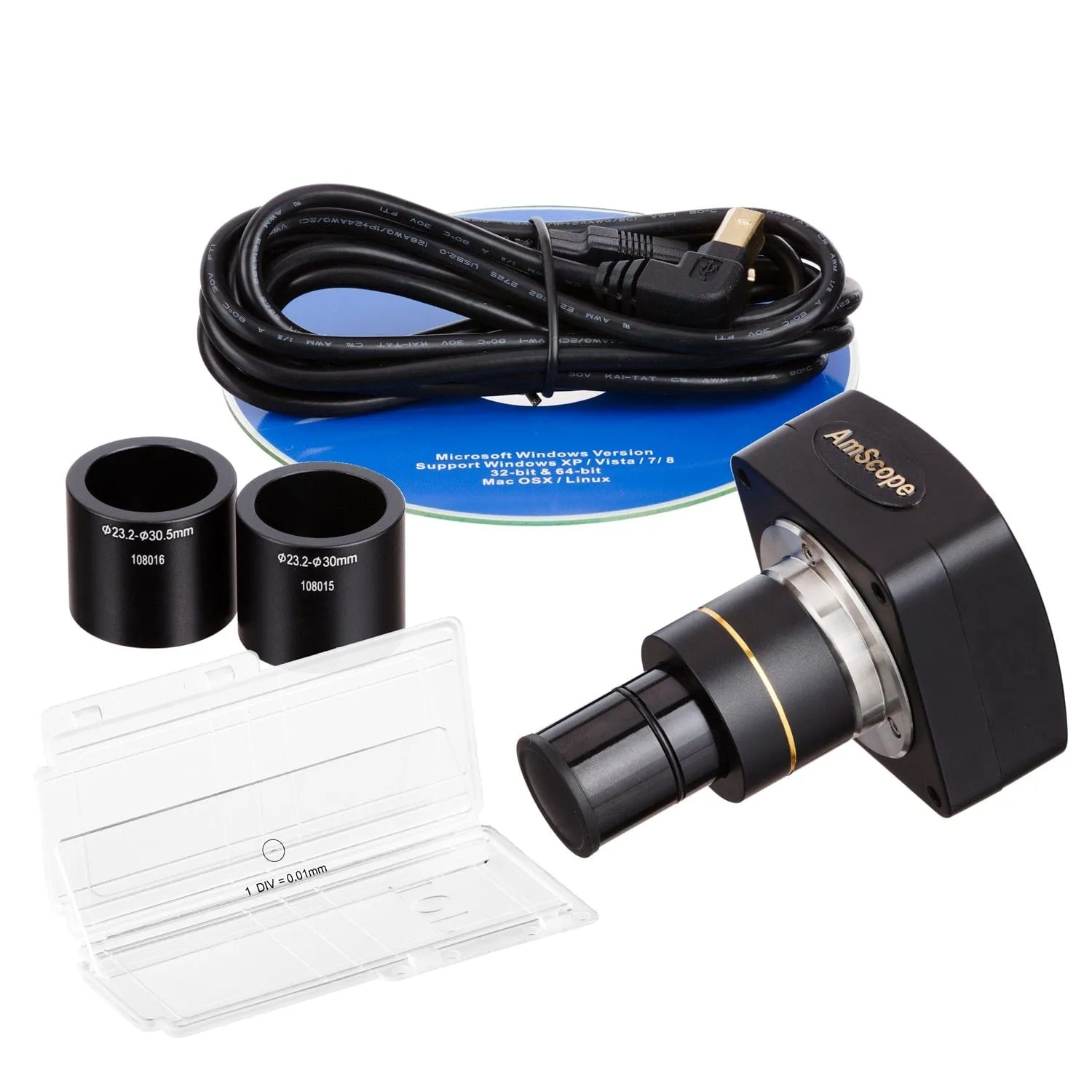 AmScope SM-4 Series Zoom Trinocular Stereo Microscope with 64 LED Compact Ring Light and Optional Digital Camera on Double Arm Boom Stand