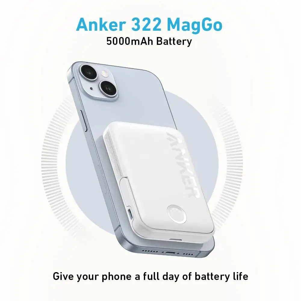 Anker Power Bank 322 MagGo 5000mAh MagSafe Battery Portable Charger A1618