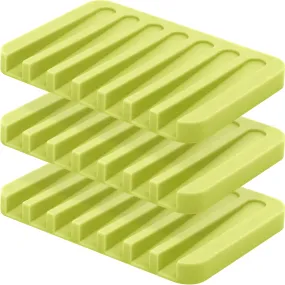 Anwenk Soap Dish Waterfall Soap Saver Soap Tray Soap Holder Drainer for Shower/Bathroom/Kitchen/Counter Top, Keep Soap Bars Dry & Clean,Easy Cleaning, Flexible Silicone-Green,3 Pack