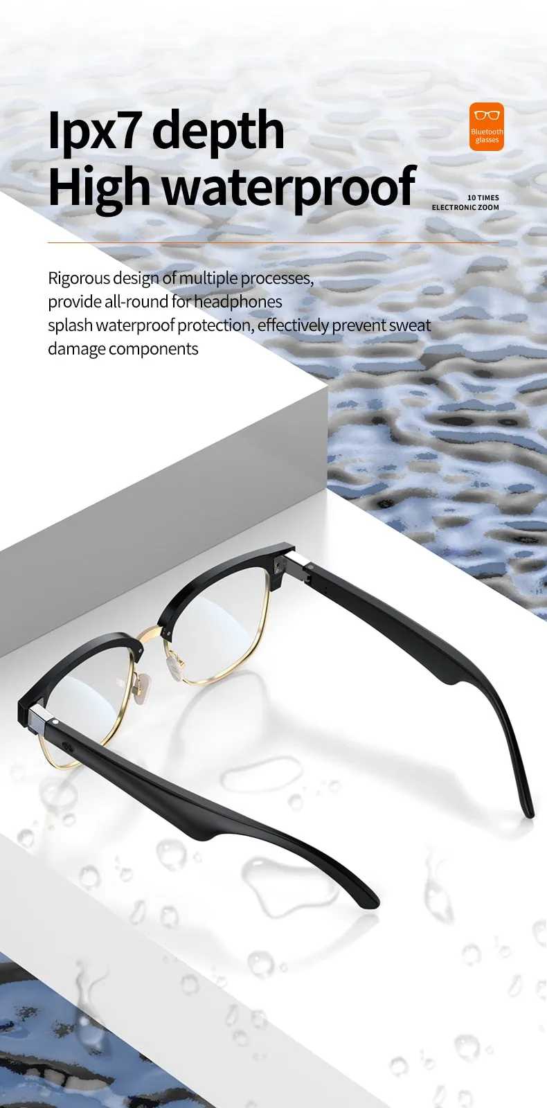 Bluetooth Smart Glasses with Headphones