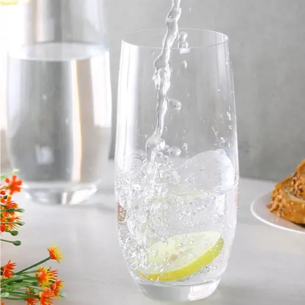 Bohemia Club High Ball Glass Clear Lead Free Crystal Glassware | Set of 6 | 3 x 6 inches | 350ml