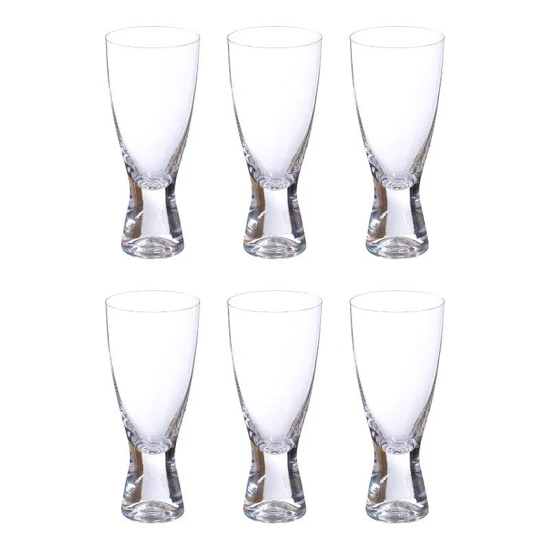 Bohemia Samba Beer Glass Clear Lead Free Crystal Beverageware | Set of 6 | 3 x 7 inches | 350ml