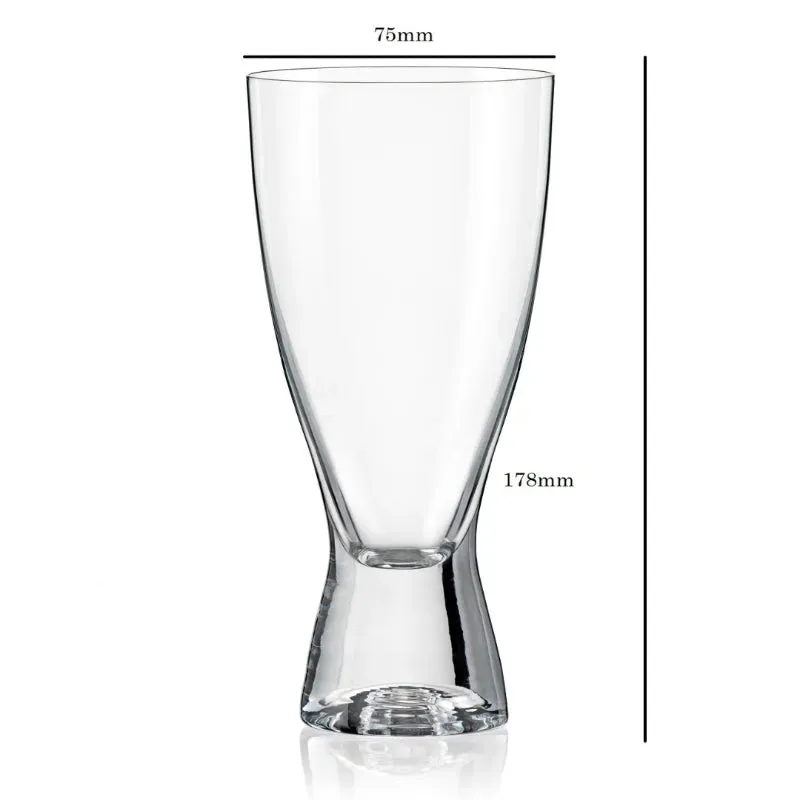 Bohemia Samba Beer Glass Clear Lead Free Crystal Beverageware | Set of 6 | 3 x 7 inches | 350ml