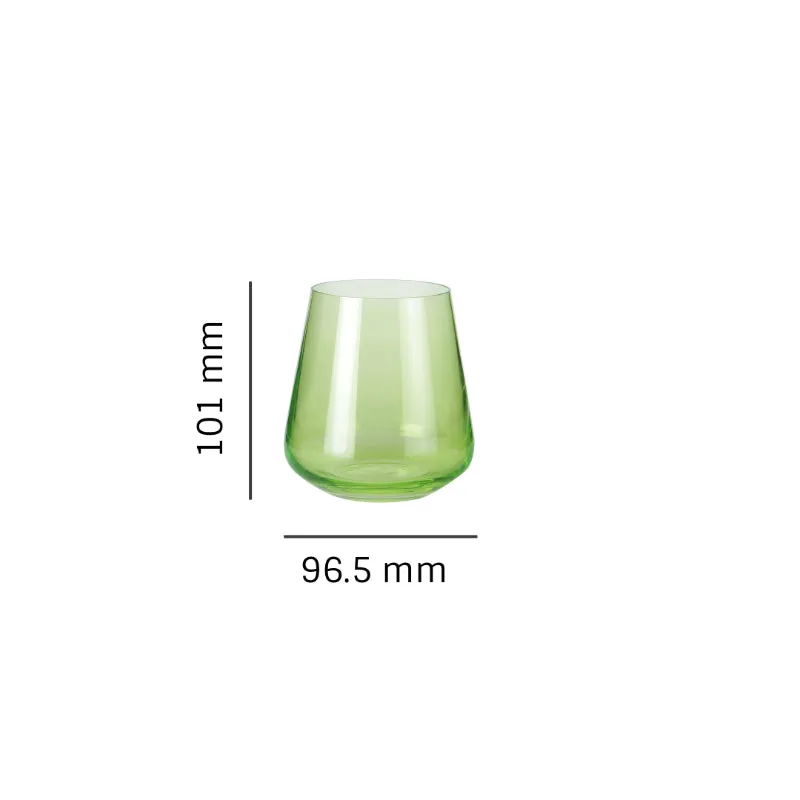 Bohemia Siesta Green Whiskey Glass Lead Free Crystal Bar Accessory | Set of 6 | 4 x 4 inches | 400ml