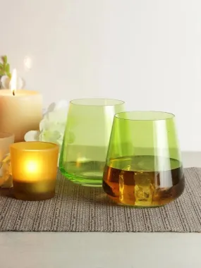Bohemia Siesta Green Whiskey Glass Lead Free Crystal Bar Accessory | Set of 6 | 4 x 4 inches | 400ml