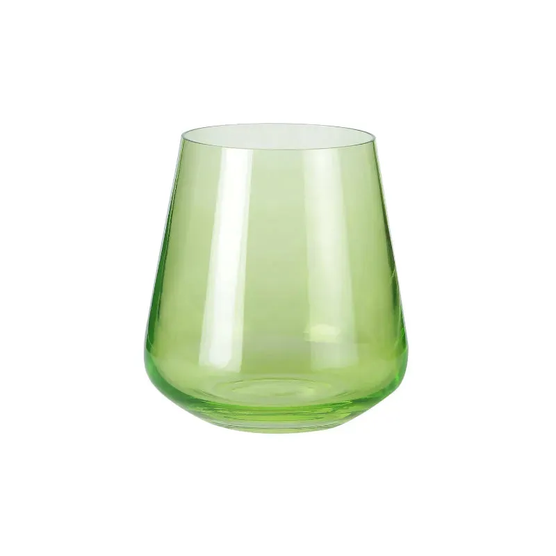Bohemia Siesta Green Whiskey Glass Lead Free Crystal Bar Accessory | Set of 6 | 4 x 4 inches | 400ml
