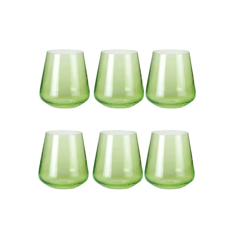 Bohemia Siesta Green Whiskey Glass Lead Free Crystal Bar Accessory | Set of 6 | 4 x 4 inches | 400ml
