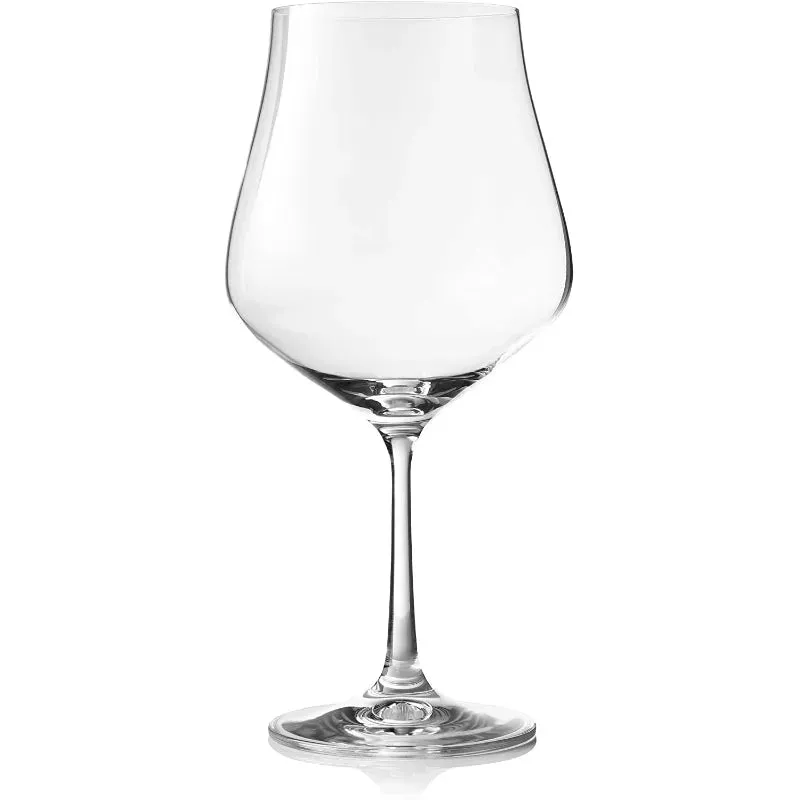 Bohemia Tulipia Wine Glass Clear Lead Free Crystal Glassware | Set of 6 | 3 x 9 inches | 600ml