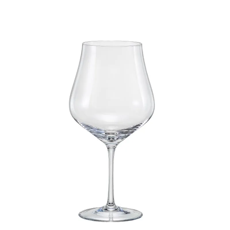 Bohemia Tulipia Wine Glass Clear Lead Free Crystal Glassware | Set of 6 | 3 x 9 inches | 600ml