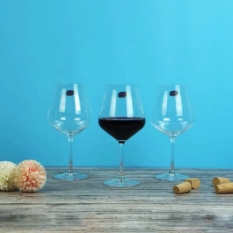 Bohemia Tulipia Wine Glass Clear Lead Free Crystal Glassware | Set of 6 | 3 x 9 inches | 600ml