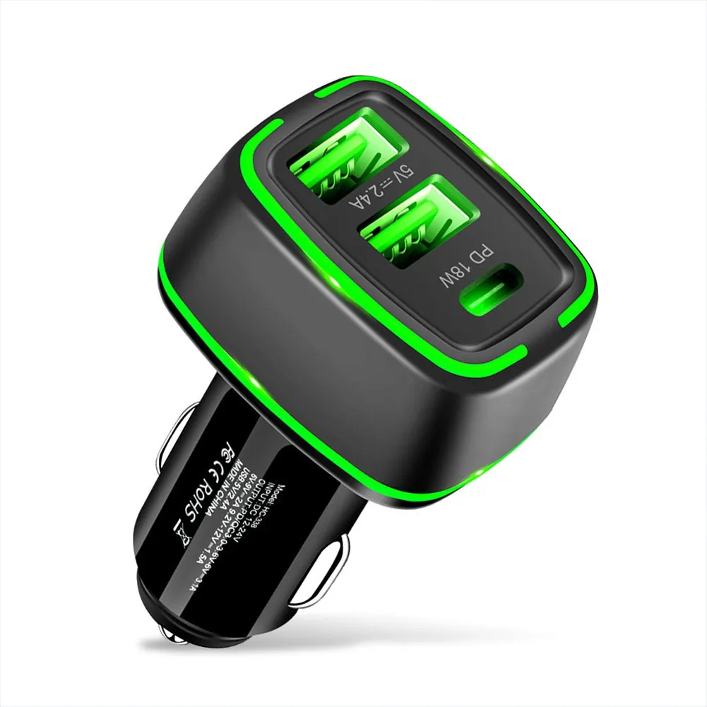 Car Qc3.0 pd 18w Fast Charging Car Charger 3 In 1 Type-c