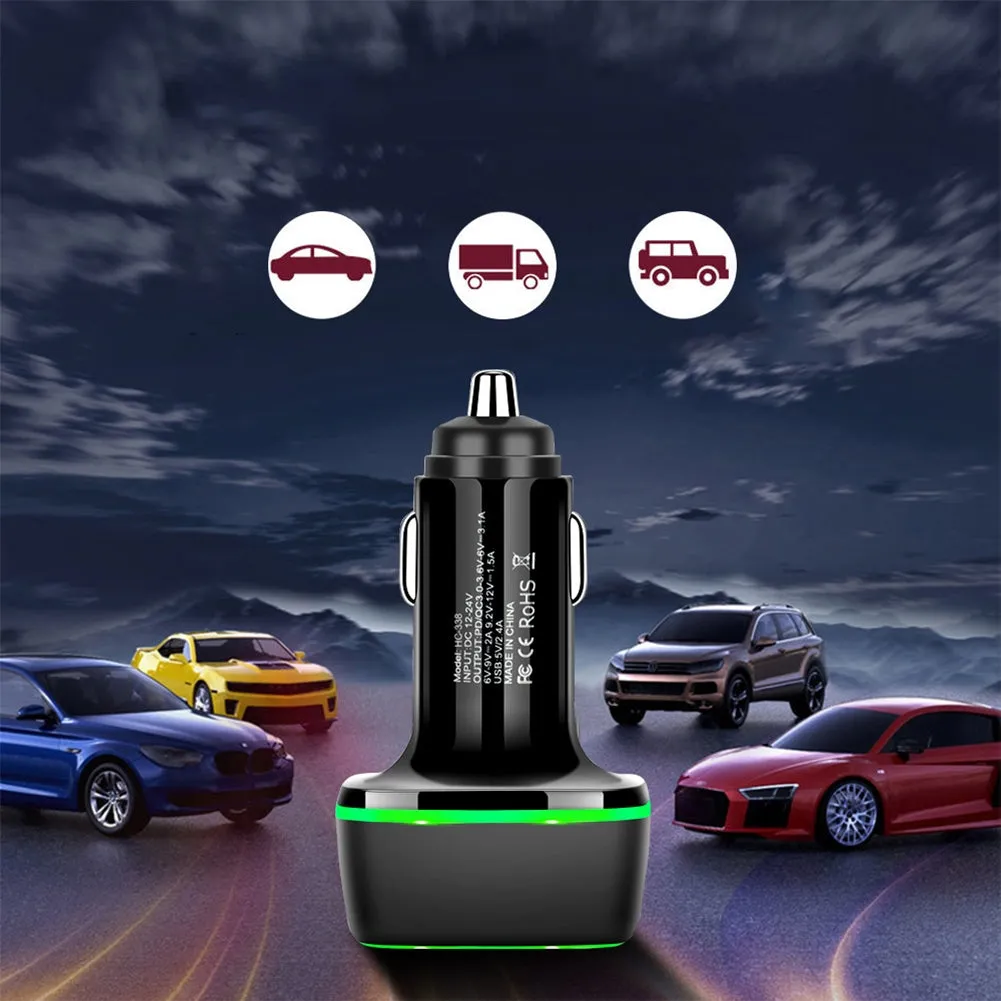 Car Qc3.0 pd 18w Fast Charging Car Charger 3 In 1 Type-c