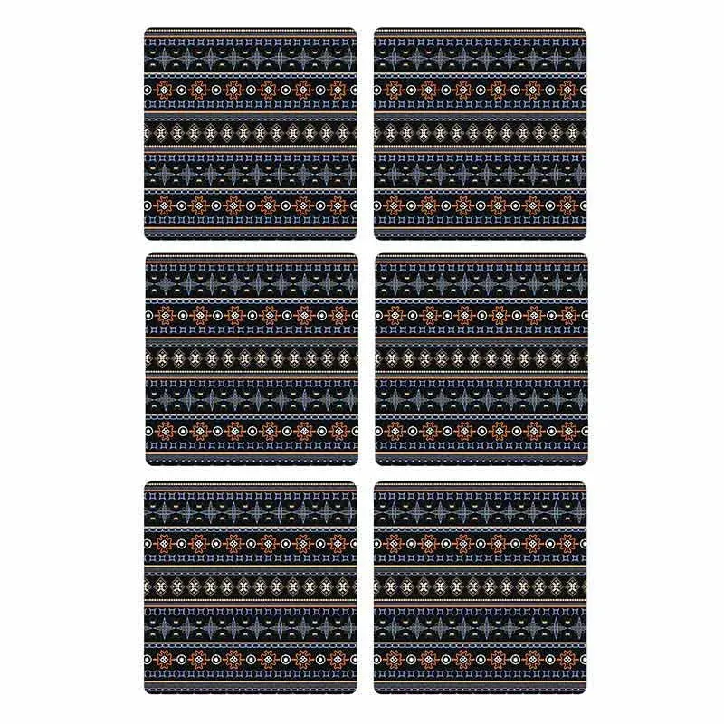 Classy Coaster Pad Black Table Accessory | Set of 6 | 4 x 4 inches