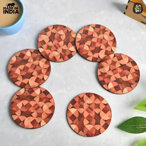 Coaster Set of 6 Woody Design | Wooden Coasters With Coaster Stand | Kitchen Accessories (Ecofriendly)