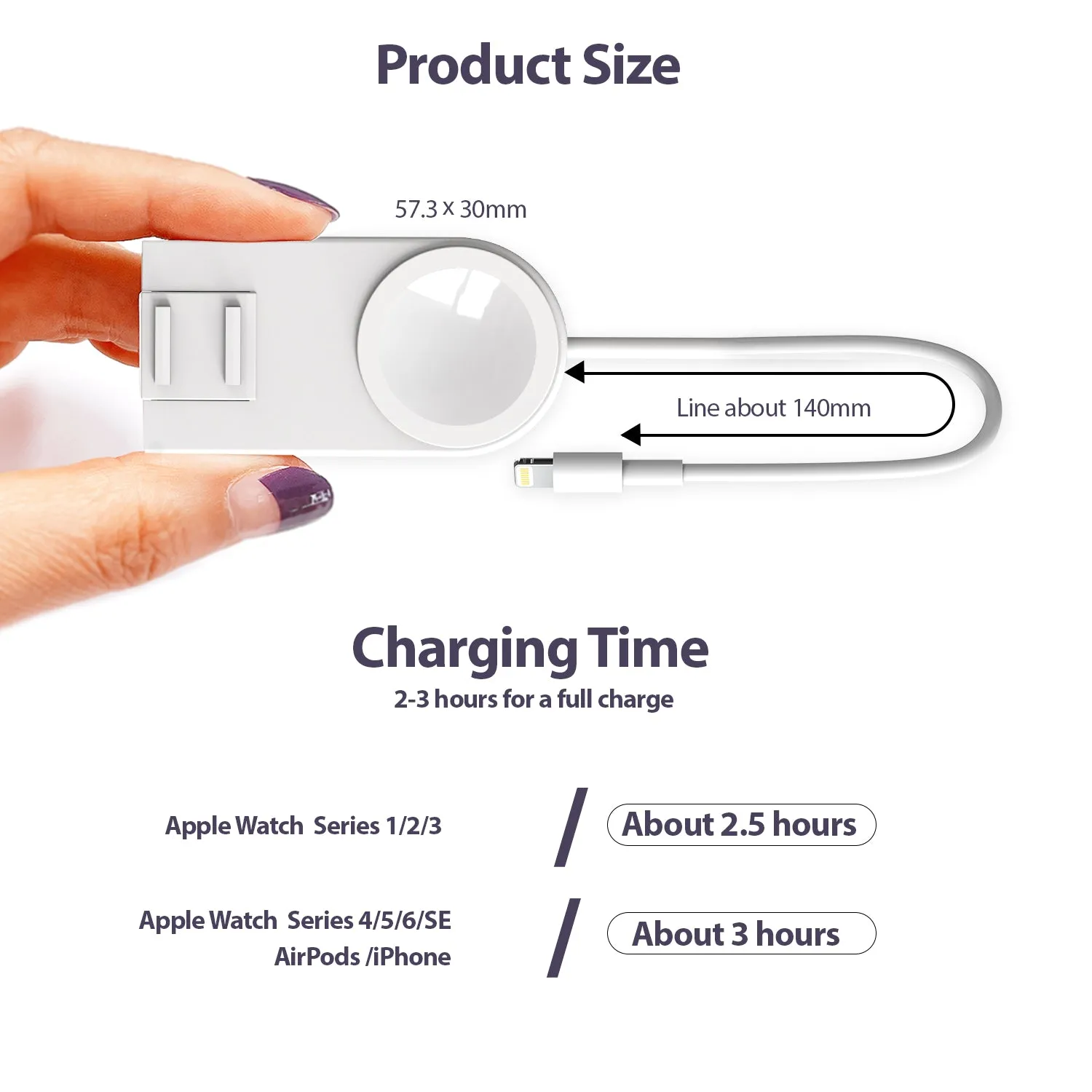 [Dome Charger] Apple Watch Portable 2 in 1 Charger Cable