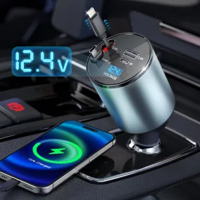 everyday 4 in 1 Retractable Car Charger 66W Fast Car Phone Charger with Retractable Cables