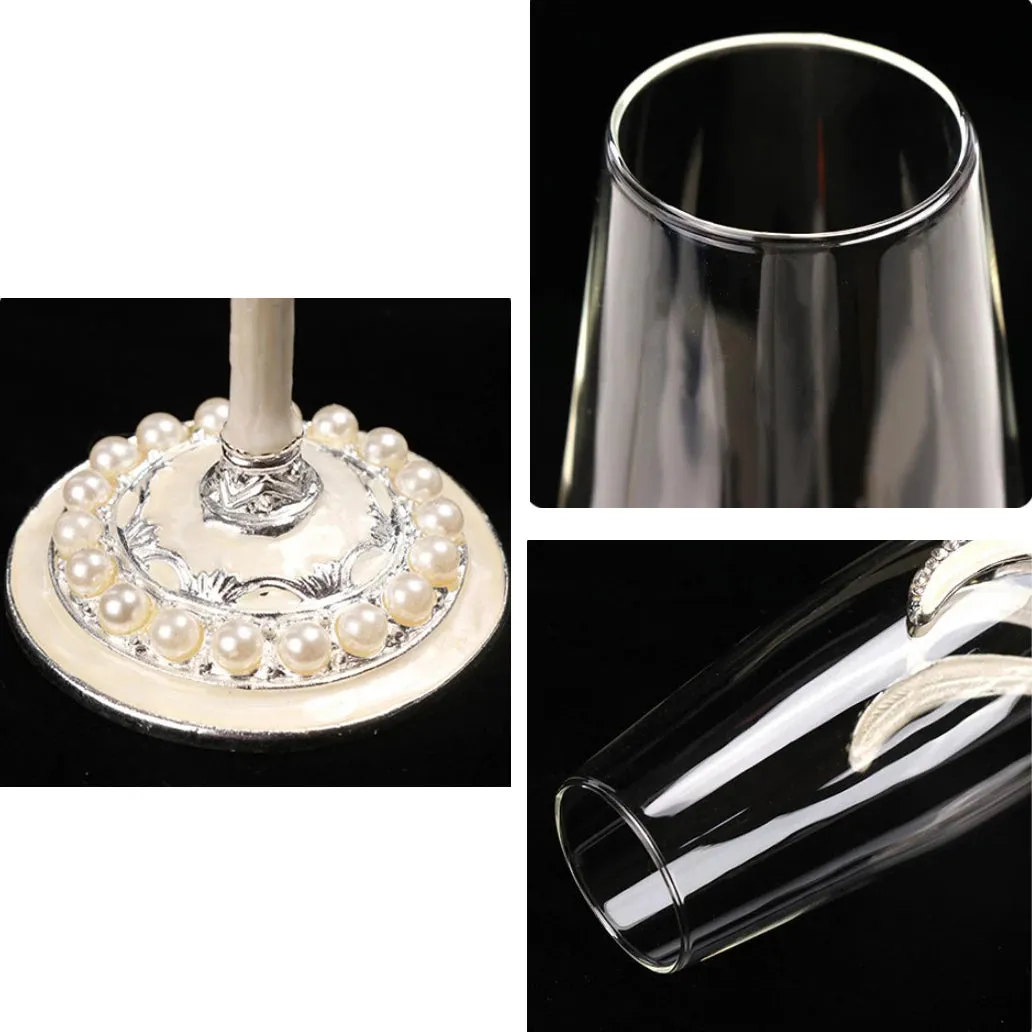 Exquisite Unique Custom Made  Swan Wedding Led Free Crystal Champagne Wine Glasses Set of Two