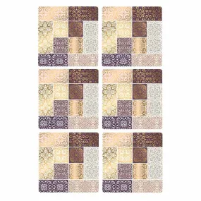 Fab Coaster Pad Multicolor Table Accessory | Set of 6 | 4 x 4 inches