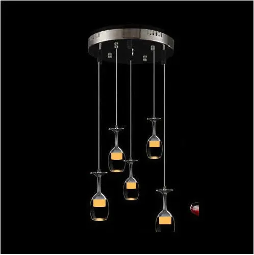 Fashion Red Wine Glasses Creative LED Simple Modern Dining Chandelier 3 Acrylic Dining Room Fishing Line Lights