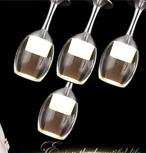 Fashion Red Wine Glasses Creative LED Simple Modern Dining Chandelier 3 Acrylic Dining Room Fishing Line Lights