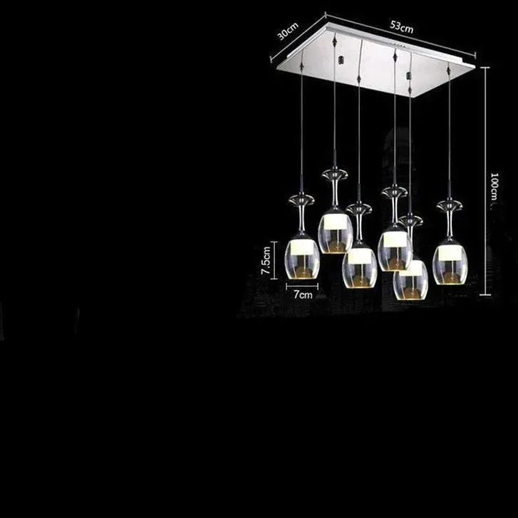 Fashion Red Wine Glasses Creative LED Simple Modern Dining Chandelier 3 Acrylic Dining Room Fishing Line Lights