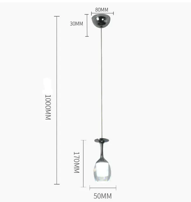 Fashion Red Wine Glasses Creative LED Simple Modern Dining Chandelier 3 Acrylic Dining Room Fishing Line Lights