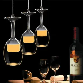 Fashion Red Wine Glasses Creative LED Simple Modern Dining Chandelier 3 Acrylic Dining Room Fishing Line Lights