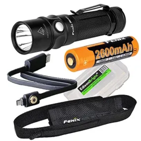 Fenix RC11 1000 Lumen USB rechargeable CREE LED Flashlight EDC with Fenix 18650 Li-ion battery , and EdisonBright BBX3 battery carry case bundle
