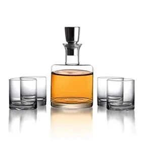 Fitz and Floyd Clear Decorative Whiskey Decanter Set with Top-Lead Free Glass for Wine, Bourbon, Brandy, Liquor