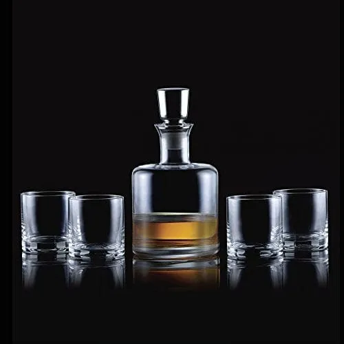 Fitz and Floyd Clear Decorative Whiskey Decanter Set with Top-Lead Free Glass for Wine, Bourbon, Brandy, Liquor