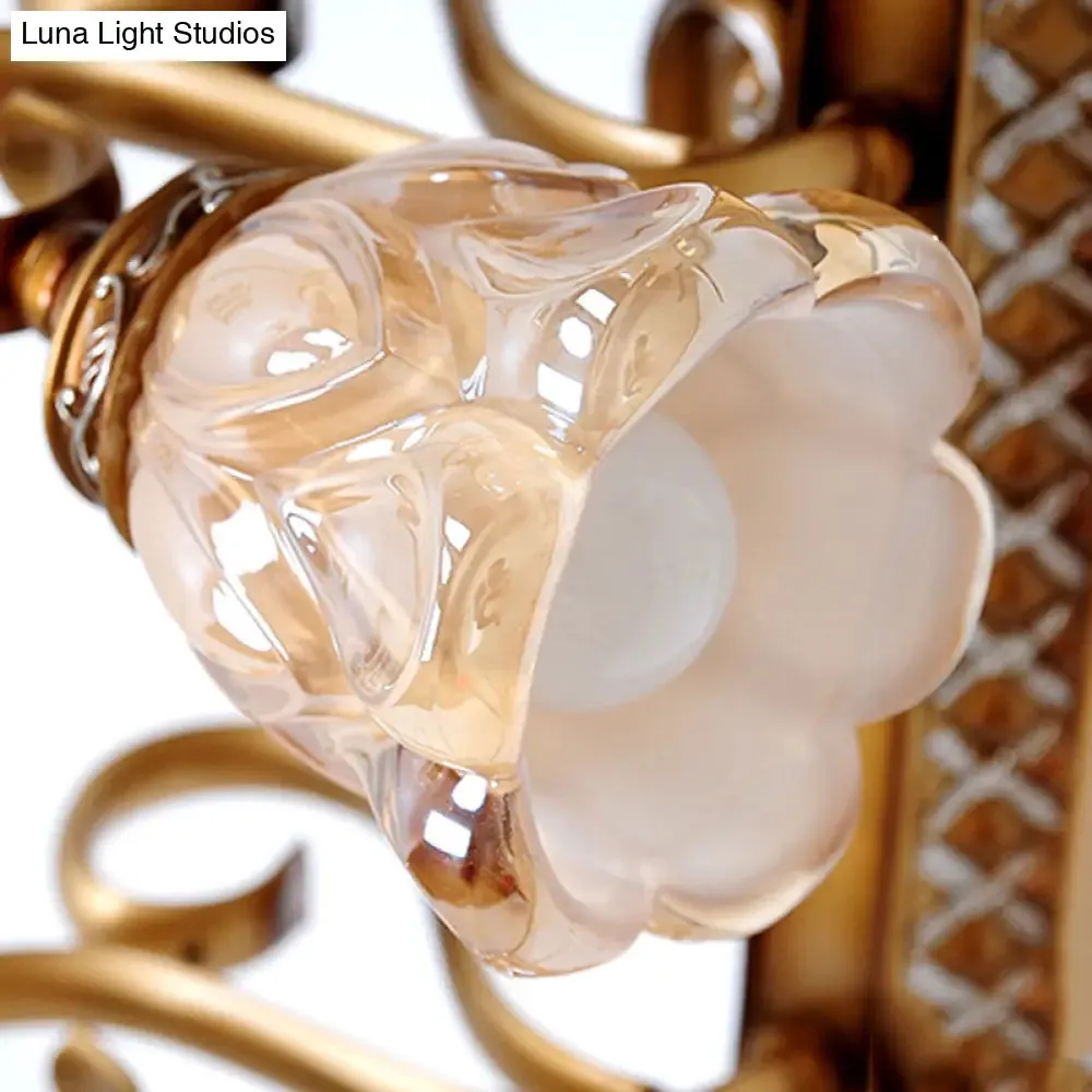 Flared Glass Iron Sconce with Tan Texture | Wall Mounted Vanity Light | Traditional Design | 1/2 Lights