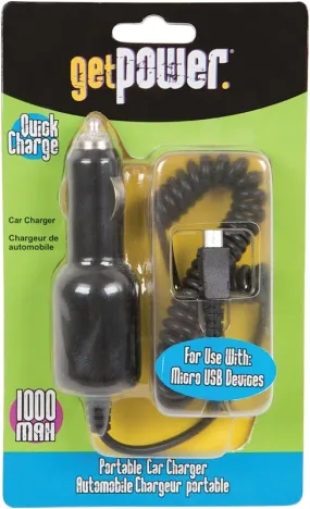 GetPower GP-CLA-M Vehicle Charging Cable, Micro-USB, Black, 3 ft L :CD: QUANTITY: 1