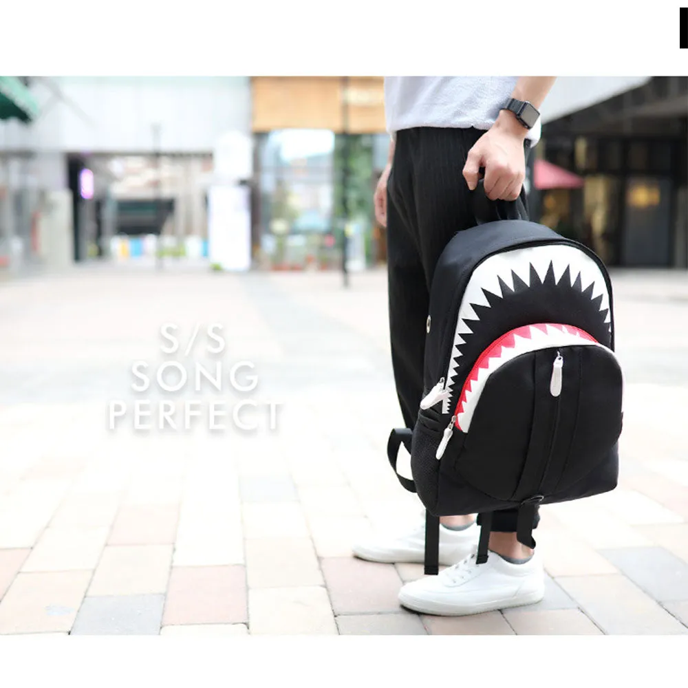 Glow in The Dark Backpack for Teen Cool Shark Mouth Bookbag with USB Charging