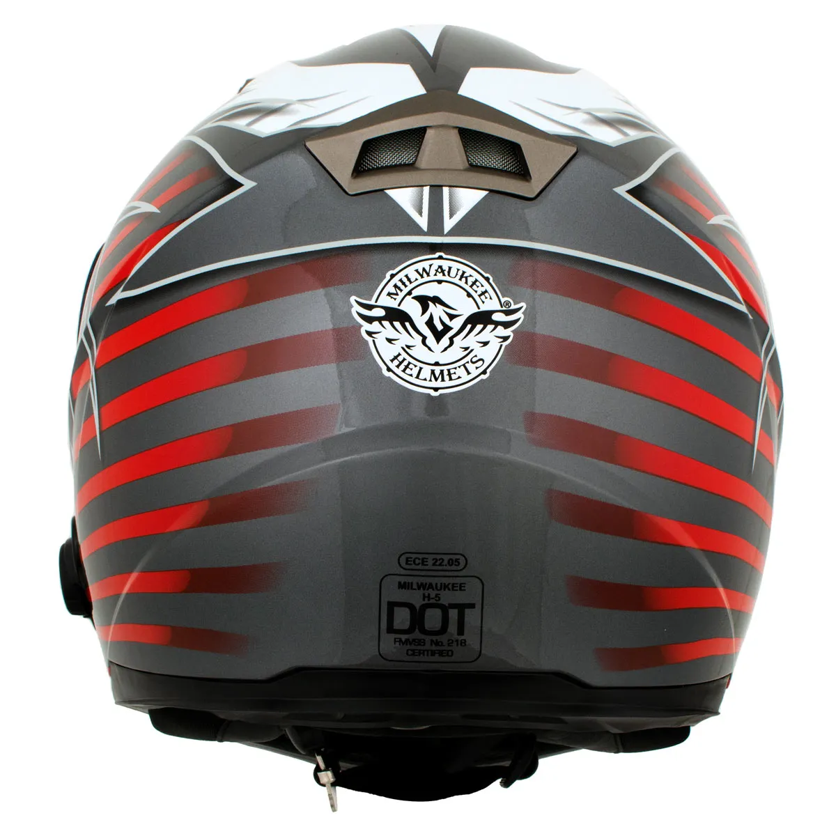 H520 Titanium and Red Chit-Chat Black Full Face Motorcycle Helmet w/ Intercom - Built-in Speaker and Microphone for Men / Women