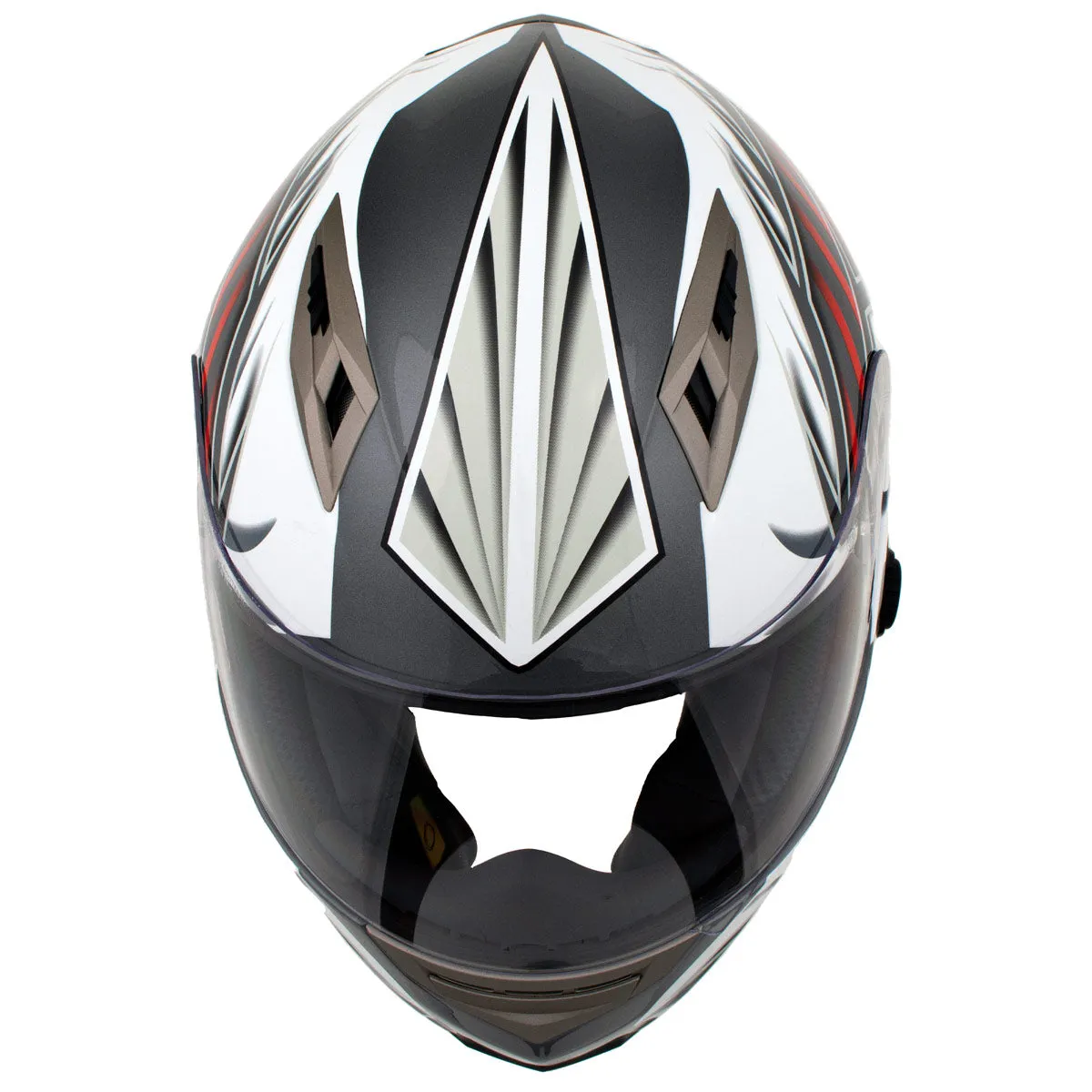 H520 Titanium and Red Chit-Chat Black Full Face Motorcycle Helmet w/ Intercom - Built-in Speaker and Microphone for Men / Women