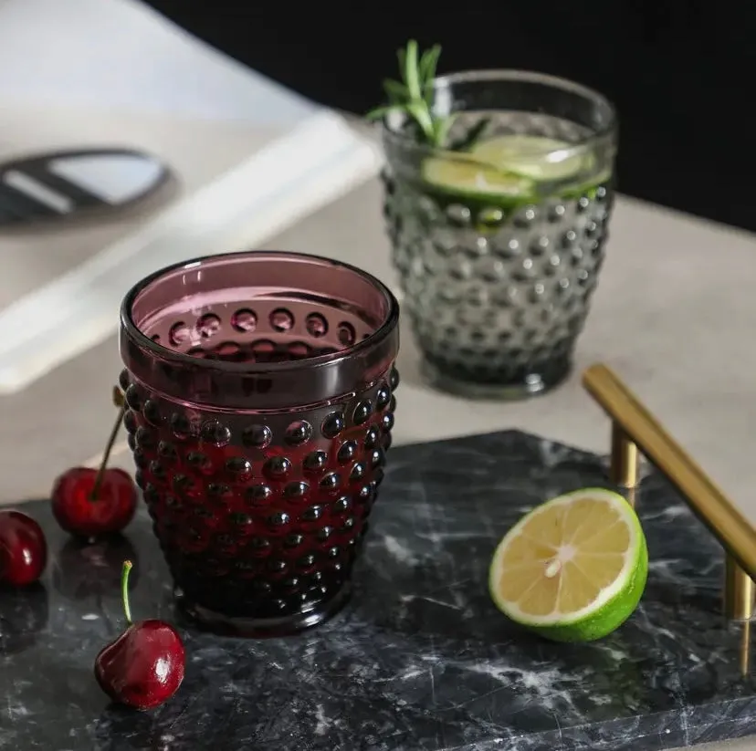 Handcrafted Colored Hob Nail Glasses