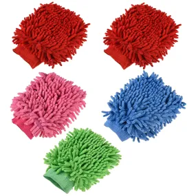 Heart Home Gloves | Microfiber Cleaning Gloves | Chenille Mitts for Kitchen | 50 GSM Hand Duster for Kitchen | Hand Gloves For Car | Duster for Glass | Pack of 5 | Multi