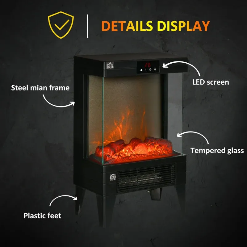 HOMCOM Electric Fireplace Heater- Black