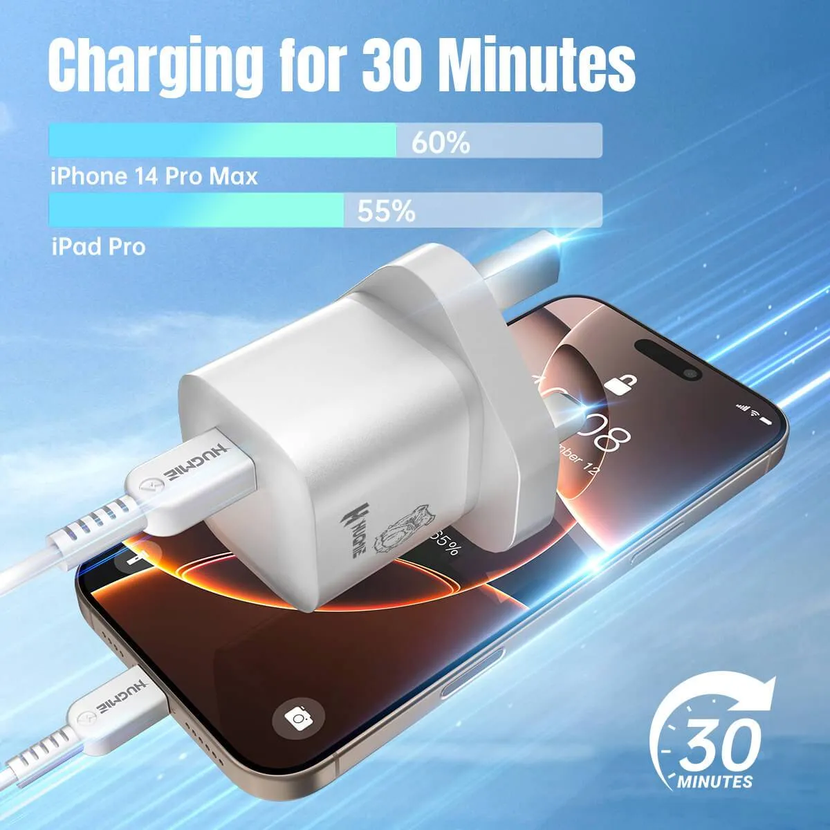 Hugmie® FP-02I 20W PD Fast Charger with 1M Type C to Lightning Cable