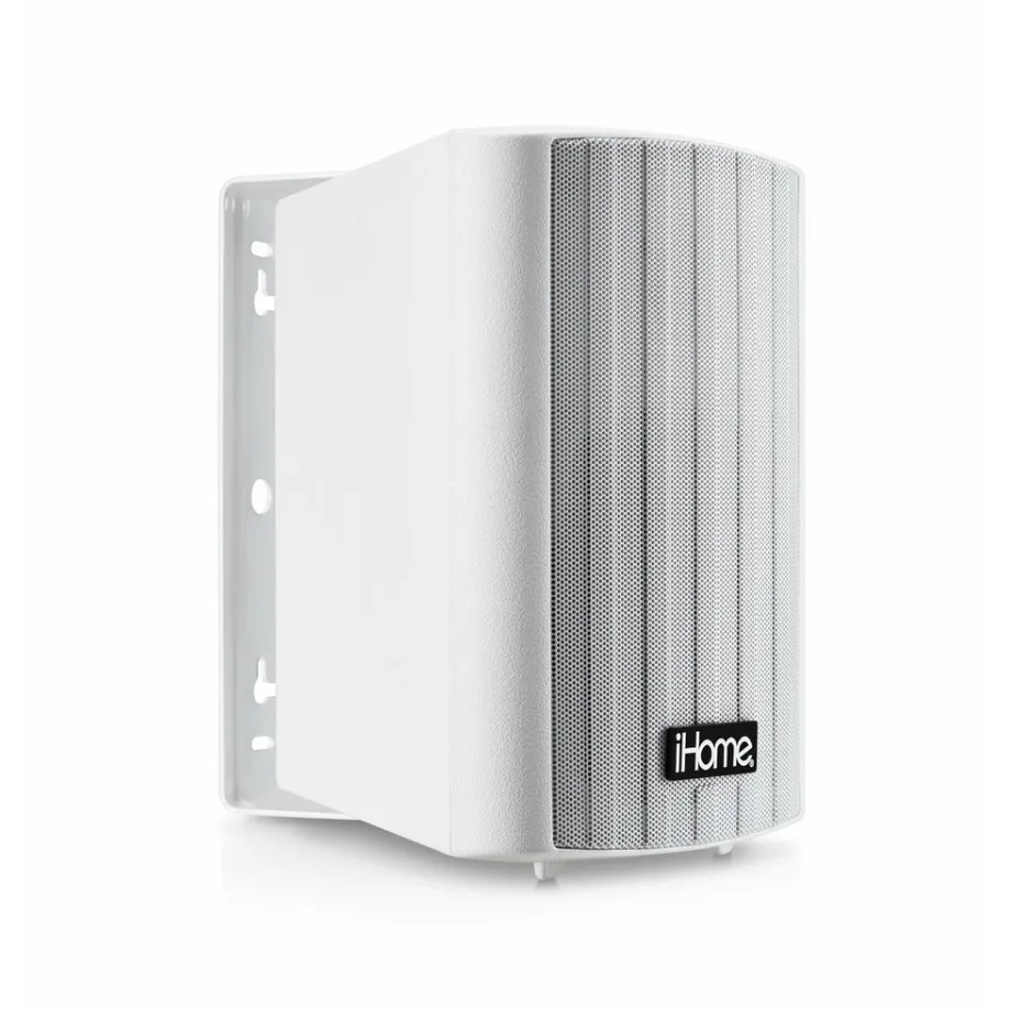 iHome IHSI-400BT-PR-WHT 4" Inch Bluetooth Outdoor 100W Watts Waterproof Wall Mounted Speakers Pair