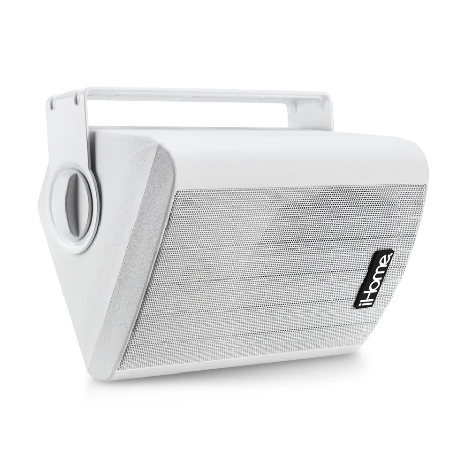 iHome IHSI-400BT-PR-WHT 4" Inch Bluetooth Outdoor 100W Watts Waterproof Wall Mounted Speakers Pair