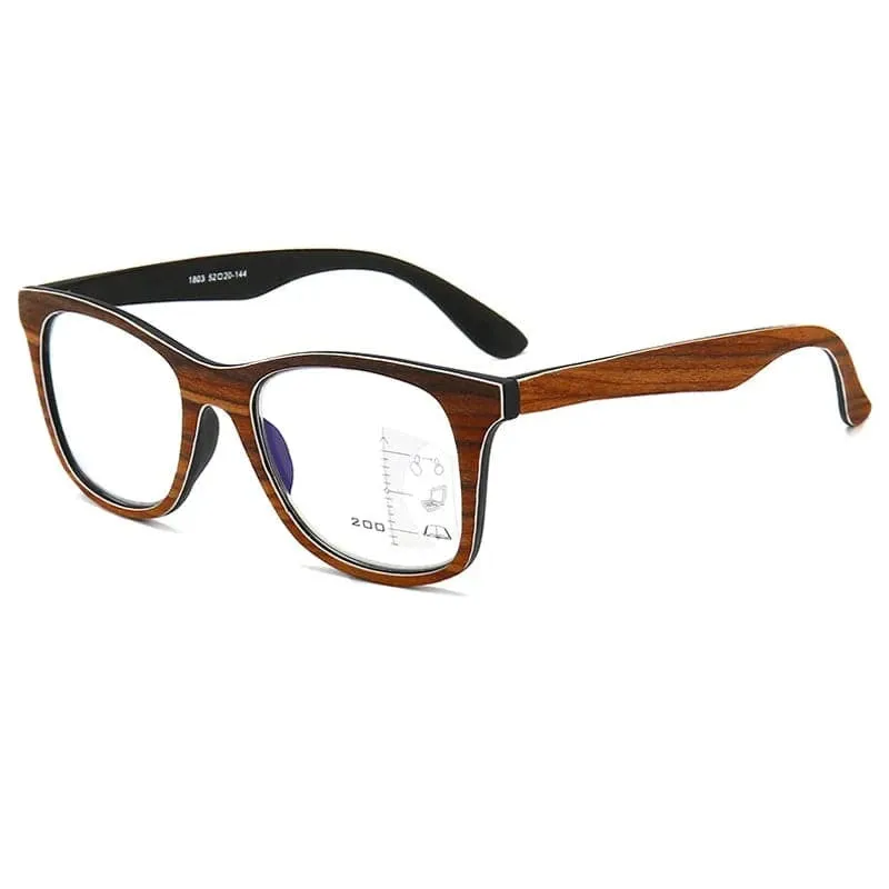 Imitation Wood Smart Progressive Multifocal Reading Glasses