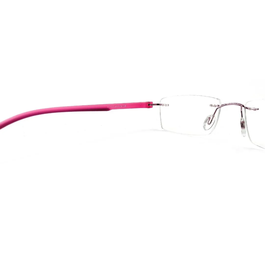 Jubleelens® Rimless Rectangular Pink Frame